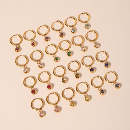 Birthstone Charm Hoops