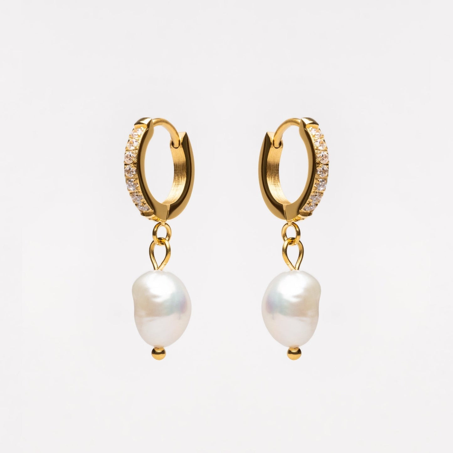Pendientes de aro con perlas de agua dulce