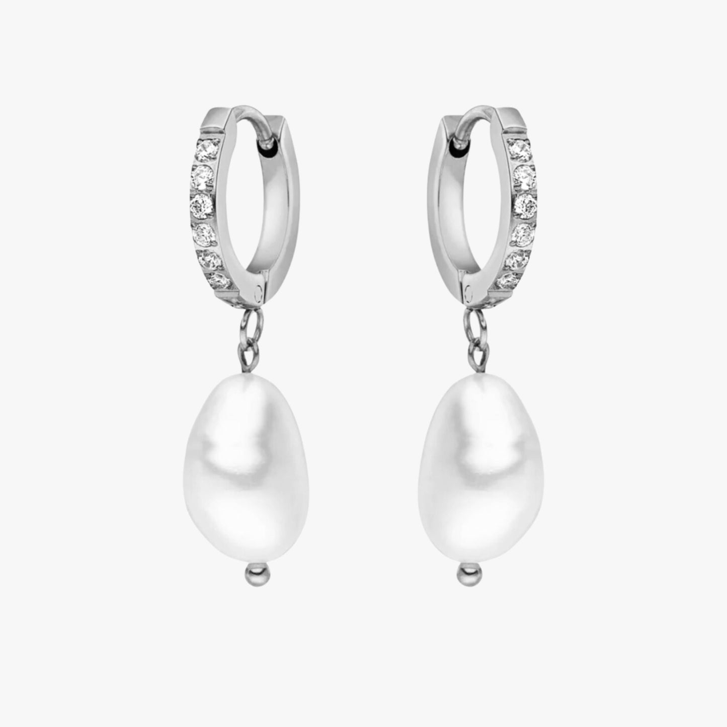 Pendientes de aro con perlas de agua dulce